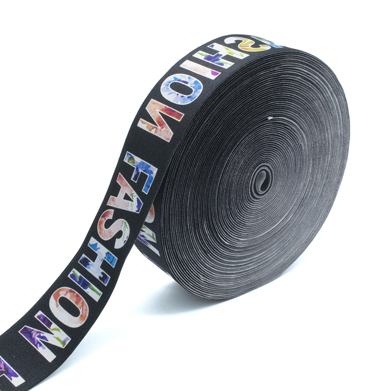 Spandex polyester thermal transfer printing elastic bands of various sizes are customized for underwear, headbands, sportswear