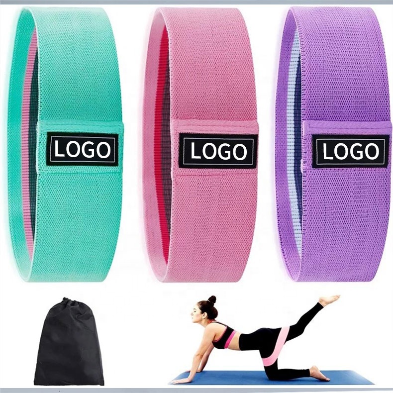 Manufacturer Custom Elastic Band Exercise Logo Yoga Gym Exercise Hip Fabric Resistance Bands